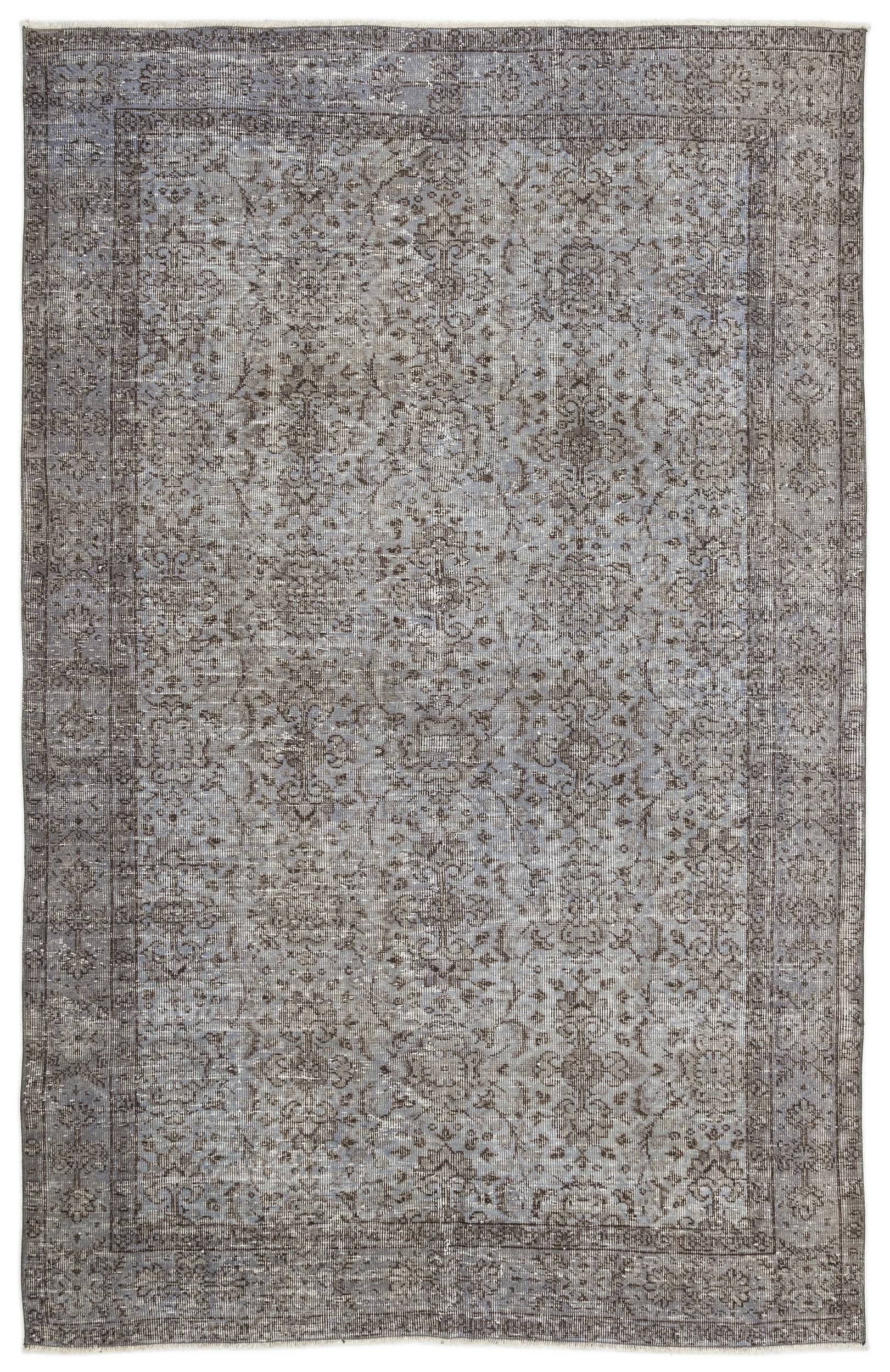 Blue Over Dyed Vintage Rug 5'8'' x 8'10'' ft 173 x 270 cm