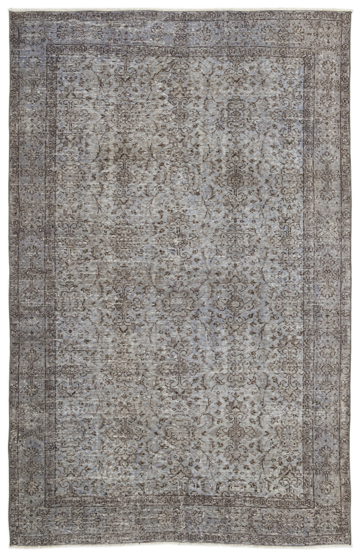 Blue Over Dyed Vintage Rug 5&#39;8&#39;&#39; x 8&#39;10&#39;&#39; ft 173 x 270 cm
