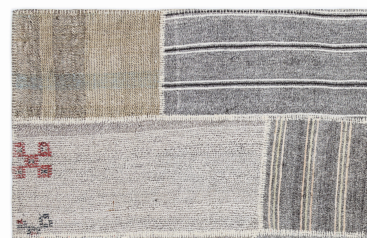 Striped Over Dyed Kilim Patchwork Unique Rug 5&#39;3&#39;&#39; x 7&#39;7&#39;&#39; ft 160 x 230 cm