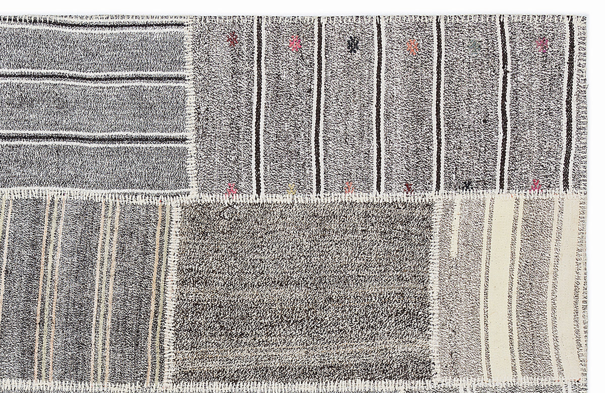 Striped Over Dyed Kilim Patchwork Unique Rug 5&#39;3&#39;&#39; x 7&#39;7&#39;&#39; ft 160 x 230 cm