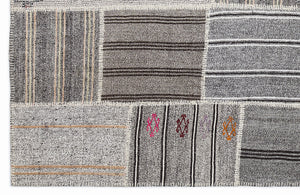 Striped Over Dyed Kilim Patchwork Unique Rug 5'3'' x 7'7'' ft 160 x 230 cm
