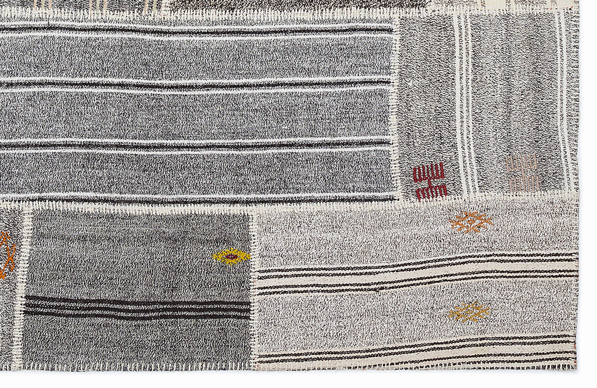 Striped Over Dyed Kilim Patchwork Unique Rug 5&#39;3&#39;&#39; x 7&#39;7&#39;&#39; ft 160 x 230 cm