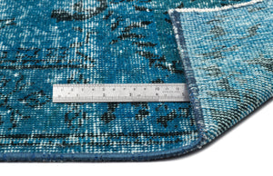 Turquoise  Over Dyed Vintage Rug 5'11'' x 9'6'' ft 180 x 290 cm