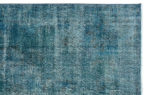 Turquoise  Over Dyed Vintage Rug 5'11'' x 9'6'' ft 180 x 290 cm