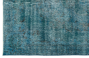 Turquoise  Over Dyed Vintage Rug 5'11'' x 9'6'' ft 180 x 290 cm