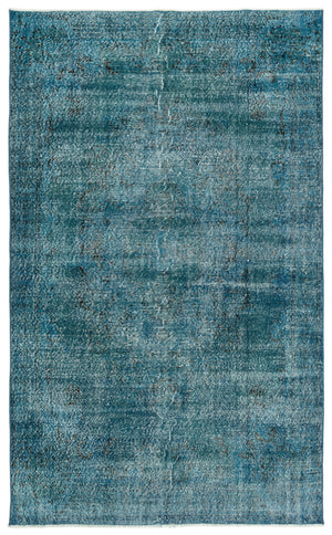Turquoise  Over Dyed Vintage Rug 5'11'' x 9'6'' ft 180 x 290 cm