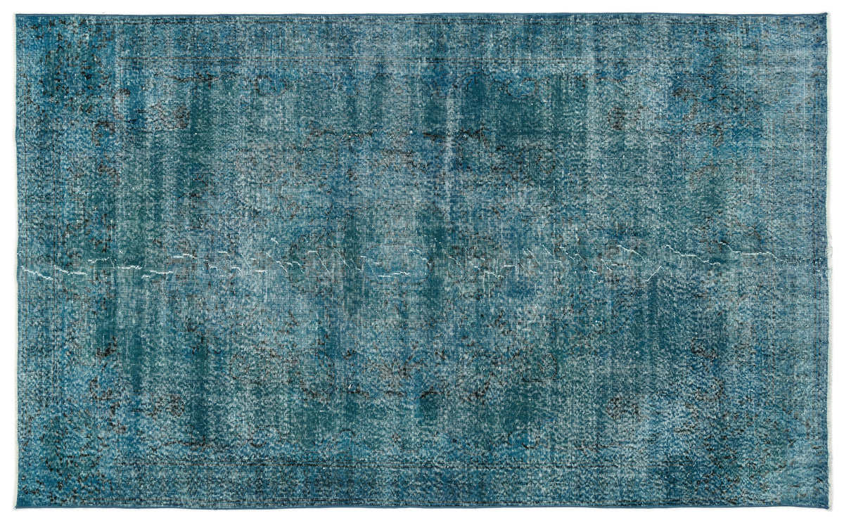 Turquoise  Over Dyed Vintage Rug 5&#39;11&#39;&#39; x 9&#39;6&#39;&#39; ft 180 x 290 cm