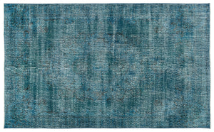 Turquoise  Over Dyed Vintage Rug 5'11'' x 9'6'' ft 180 x 290 cm