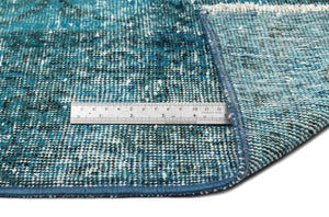 Turquoise  Over Dyed Vintage Rug 6'4'' x 9'9'' ft 192 x 297 cm
