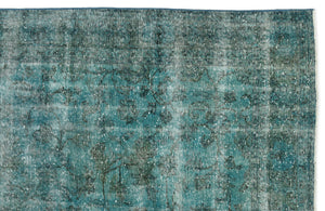 Turquoise  Over Dyed Vintage Rug 6'4'' x 9'9'' ft 192 x 297 cm