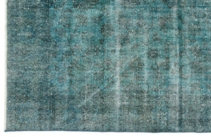 Turquoise  Over Dyed Vintage Rug 6'4'' x 9'9'' ft 192 x 297 cm