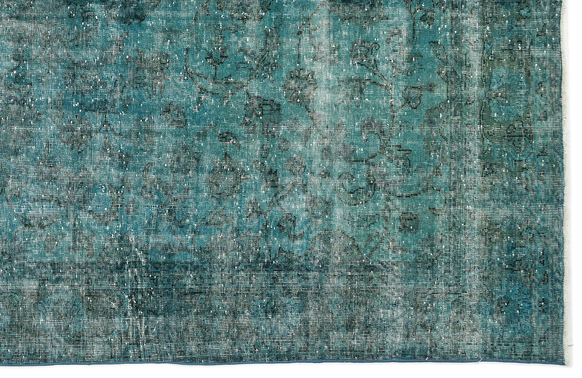 Turquoise  Over Dyed Vintage Rug 6&#39;4&#39;&#39; x 9&#39;9&#39;&#39; ft 192 x 297 cm