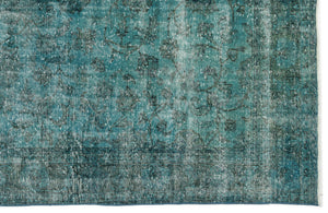 Turquoise  Over Dyed Vintage Rug 6'4'' x 9'9'' ft 192 x 297 cm