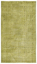Green Over Dyed Vintage Rug 4'9'' x 8'6'' ft 146 x 259 cm