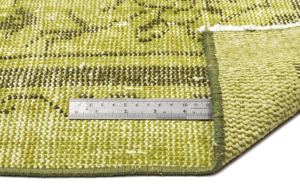 Green Over Dyed Vintage Rug 5&#39;2&#39;&#39; x 8&#39;7&#39;&#39; ft 158 x 262 cm