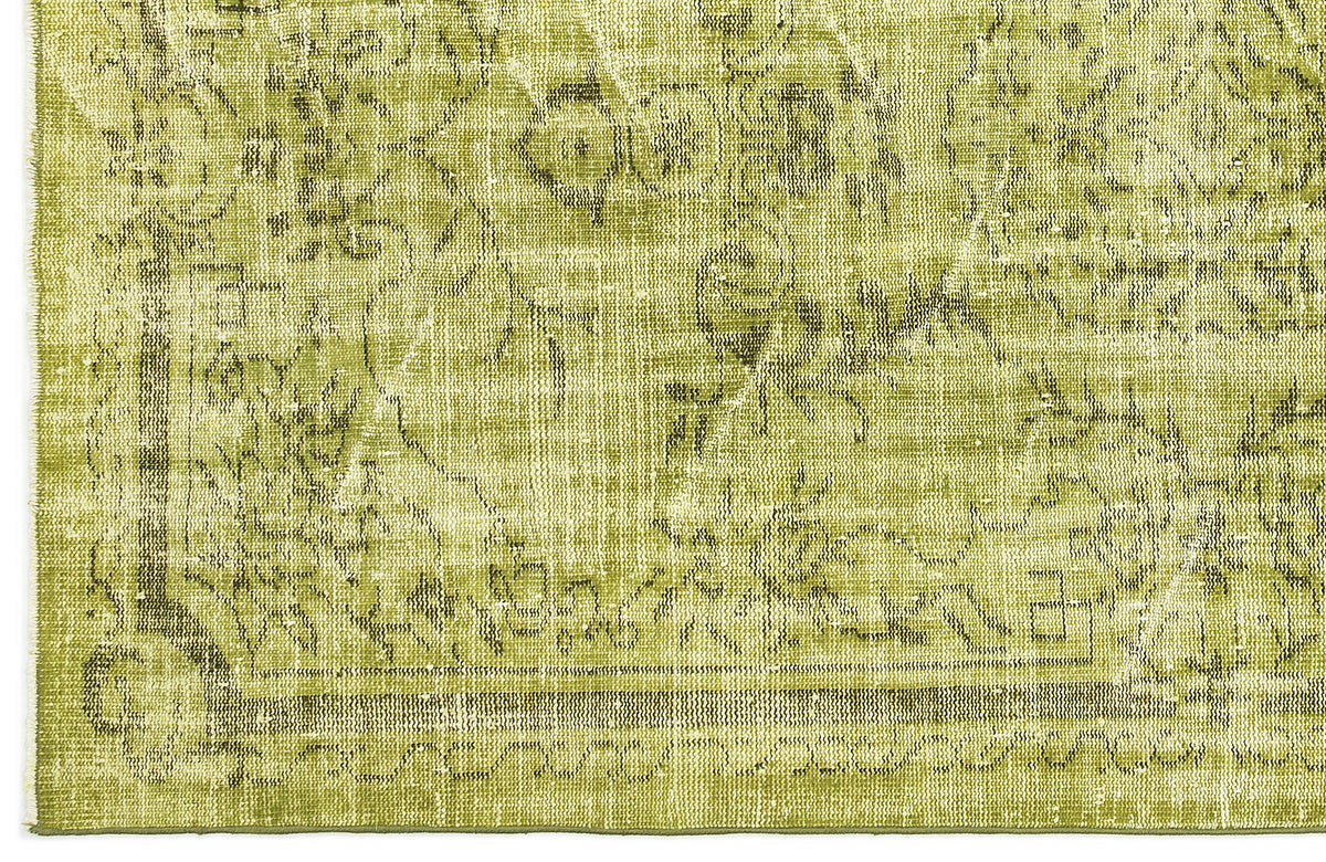 Green Over Dyed Vintage Rug 5&#39;2&#39;&#39; x 8&#39;7&#39;&#39; ft 158 x 262 cm