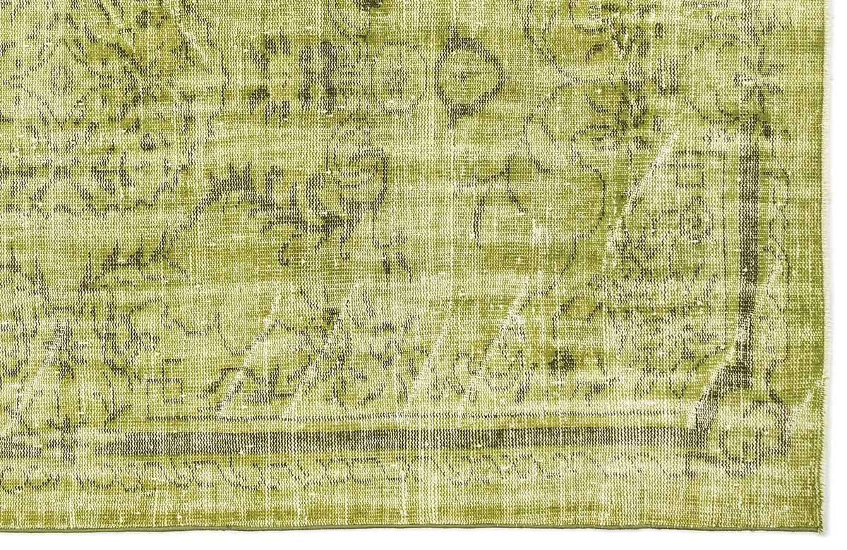 Green Over Dyed Vintage Rug 5&#39;2&#39;&#39; x 8&#39;7&#39;&#39; ft 158 x 262 cm