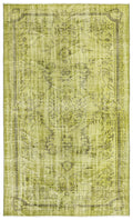 Green Over Dyed Vintage Rug 5'2'' x 8'7'' ft 158 x 262 cm