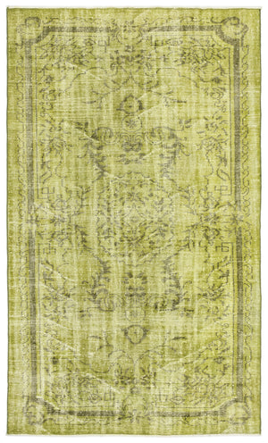 Green Over Dyed Vintage Rug 5'2'' x 8'7'' ft 158 x 262 cm