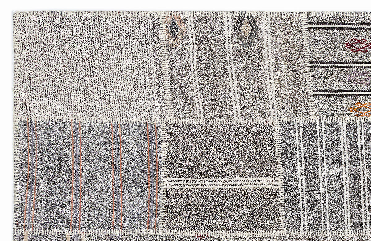 Striped Over Dyed Kilim Patchwork Unique Rug 5&#39;3&#39;&#39; x 7&#39;7&#39;&#39; ft 160 x 230 cm