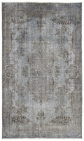 Blue Over Dyed Vintage Rug 5'5'' x 9'3'' ft 166 x 282 cm