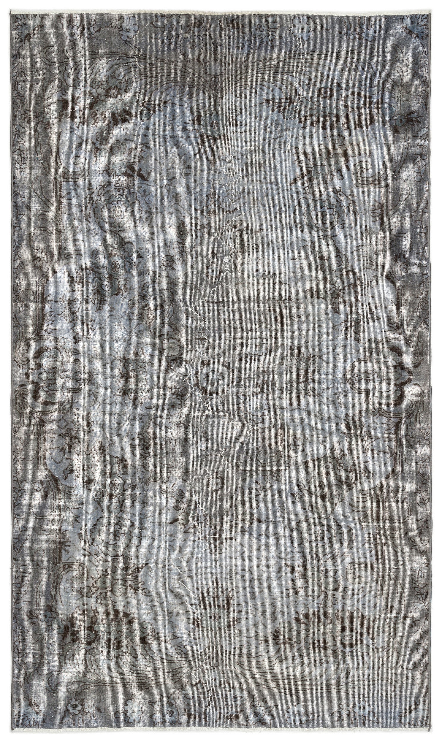 Blue Over Dyed Vintage Rug 5'5'' x 9'3'' ft 166 x 282 cm
