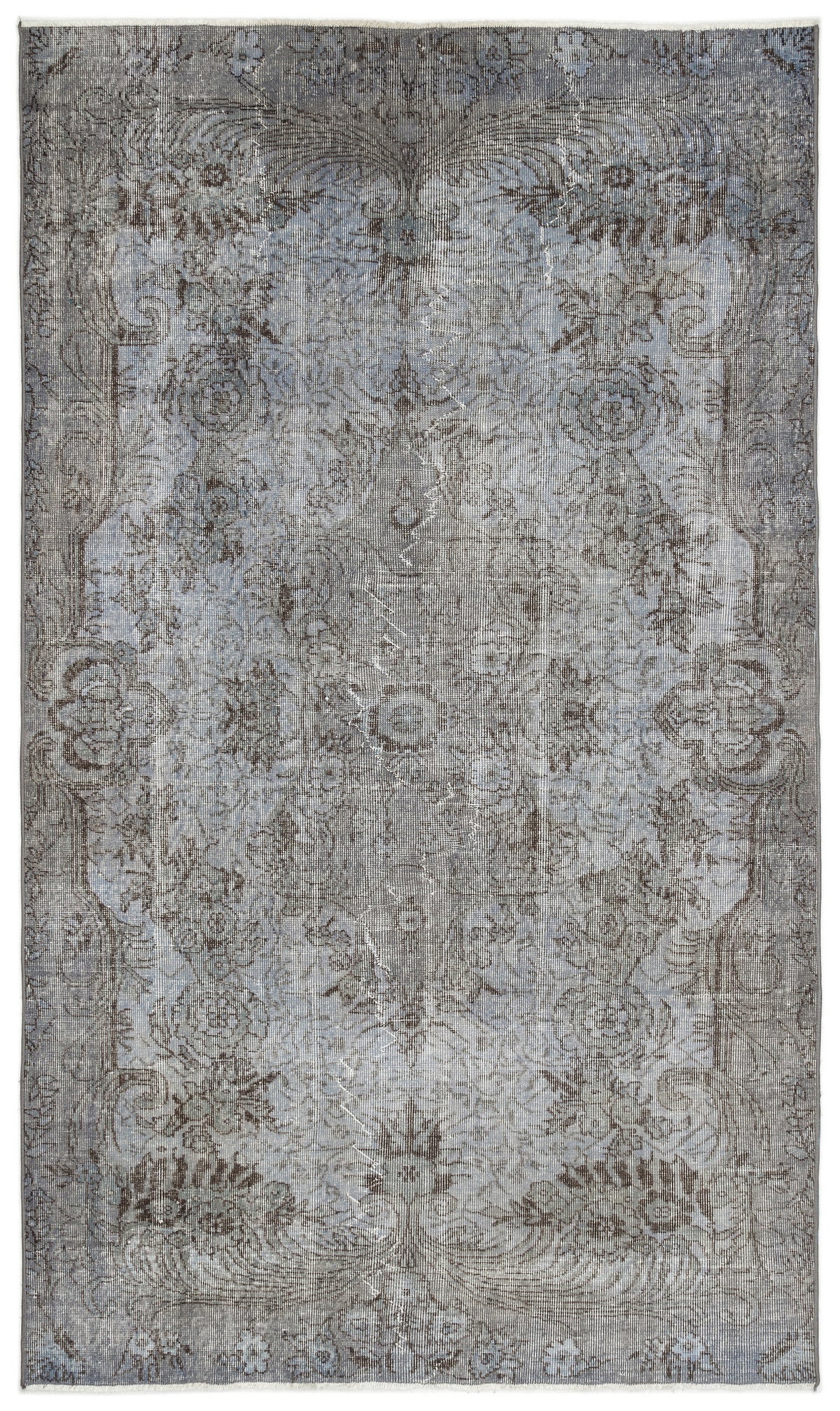 Blue Over Dyed Vintage Rug 5&#39;5&#39;&#39; x 9&#39;3&#39;&#39; ft 166 x 282 cm