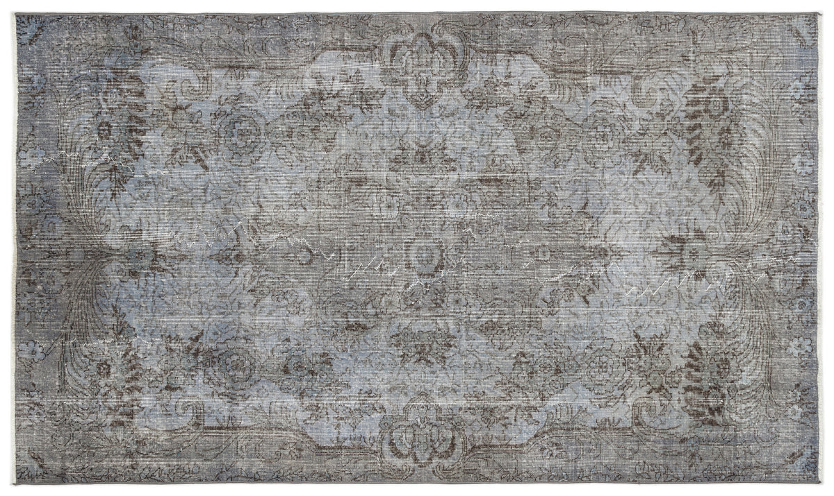 Blue Over Dyed Vintage Rug 5&#39;5&#39;&#39; x 9&#39;3&#39;&#39; ft 166 x 282 cm
