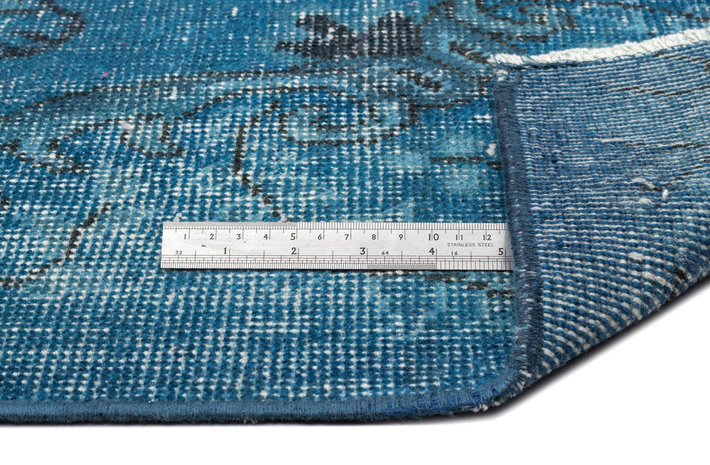 Turquoise  Over Dyed Vintage Rug 5'7'' x 9'7'' ft 170 x 293 cm