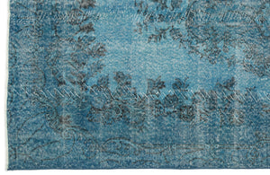 Turquoise  Over Dyed Vintage Rug 5'7'' x 9'7'' ft 170 x 293 cm