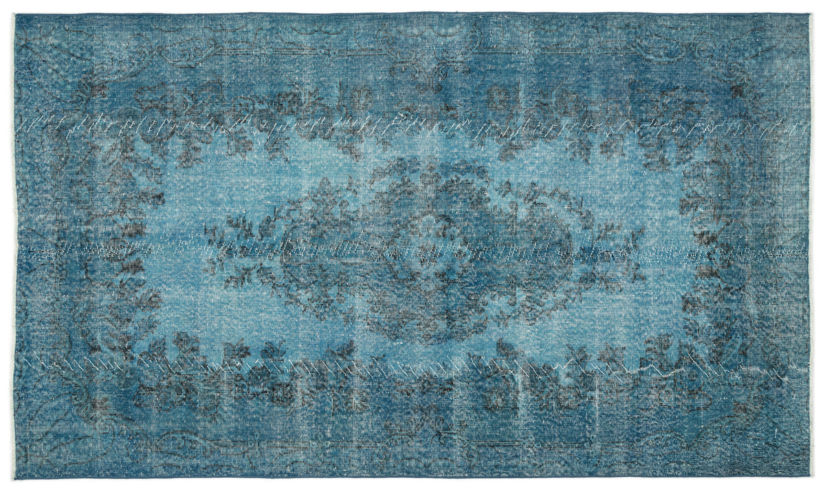 Turquoise  Over Dyed Vintage Rug 5&#39;7&#39;&#39; x 9&#39;7&#39;&#39; ft 170 x 293 cm