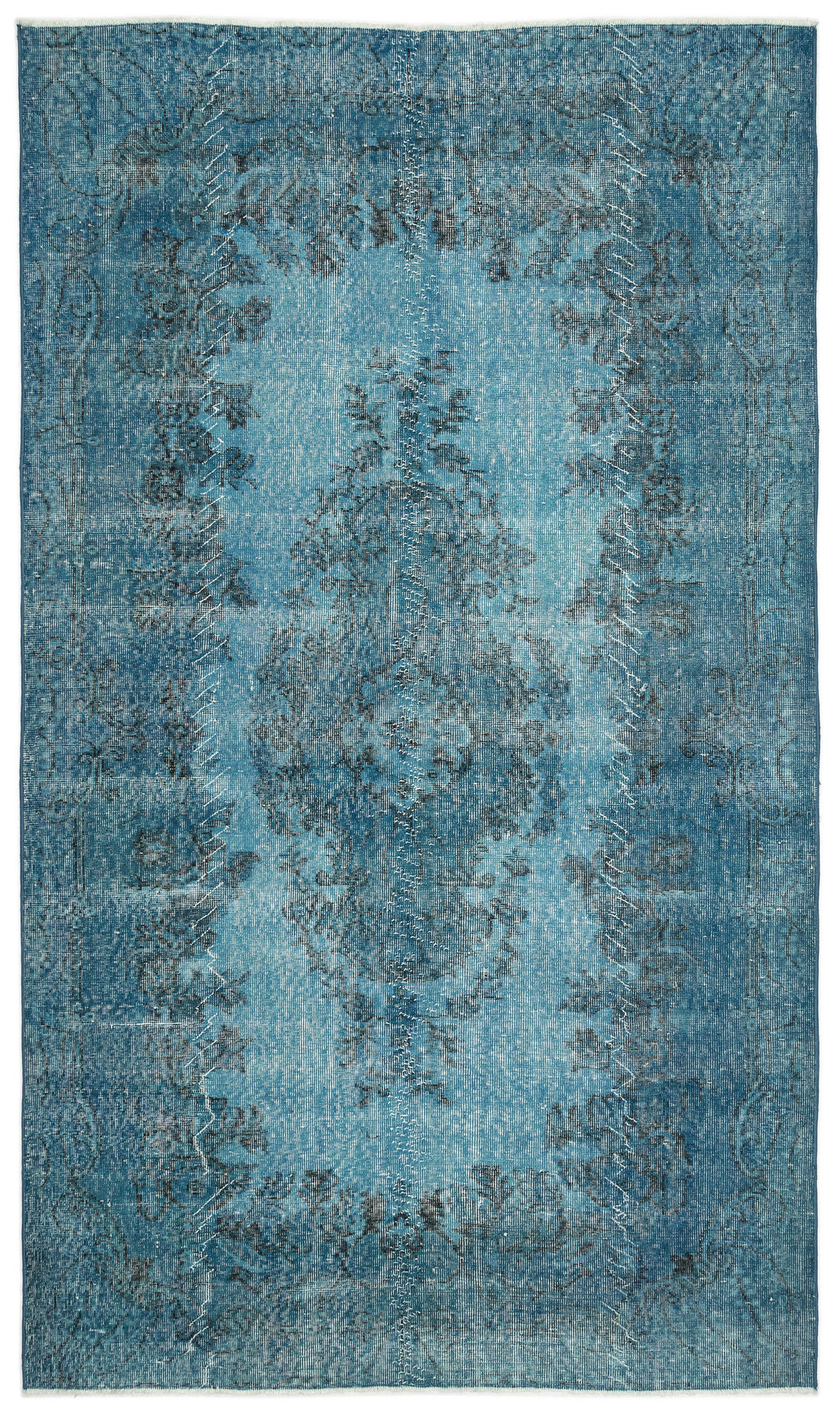 Turquoise  Over Dyed Vintage Rug 5'7'' x 9'7'' ft 170 x 293 cm