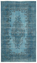 Turquoise  Over Dyed Vintage Rug 5'7'' x 9'7'' ft 170 x 293 cm