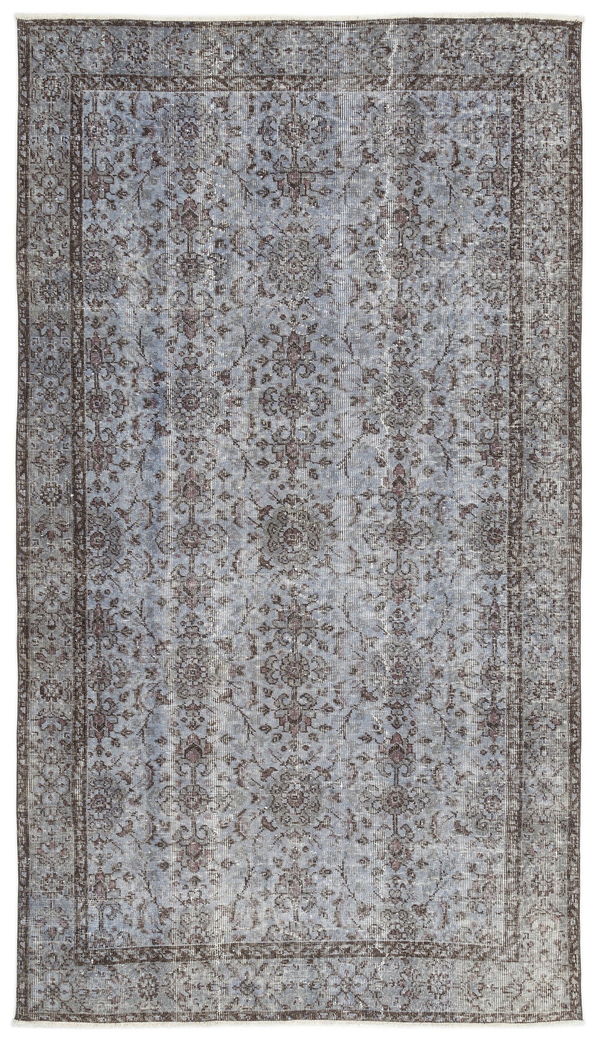 Blue Over Dyed Vintage Rug 4&#39;9&#39;&#39; x 8&#39;8&#39;&#39; ft 146 x 263 cm
