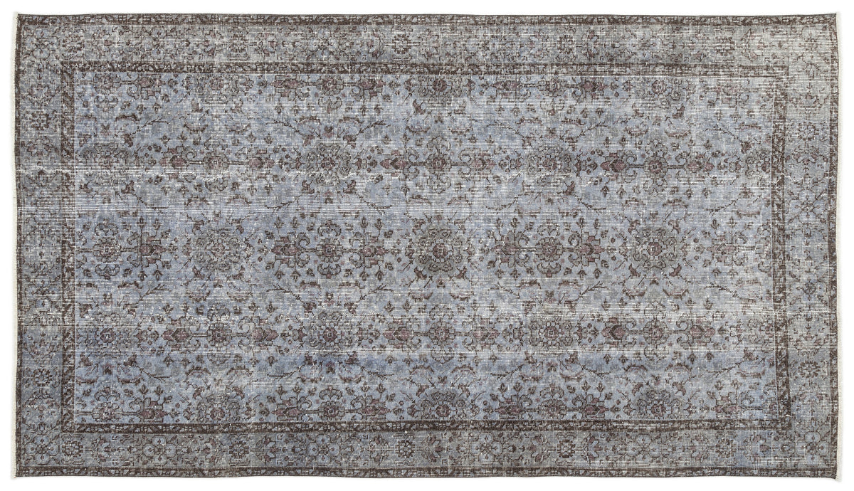 Blue Over Dyed Vintage Rug 4&#39;9&#39;&#39; x 8&#39;8&#39;&#39; ft 146 x 263 cm