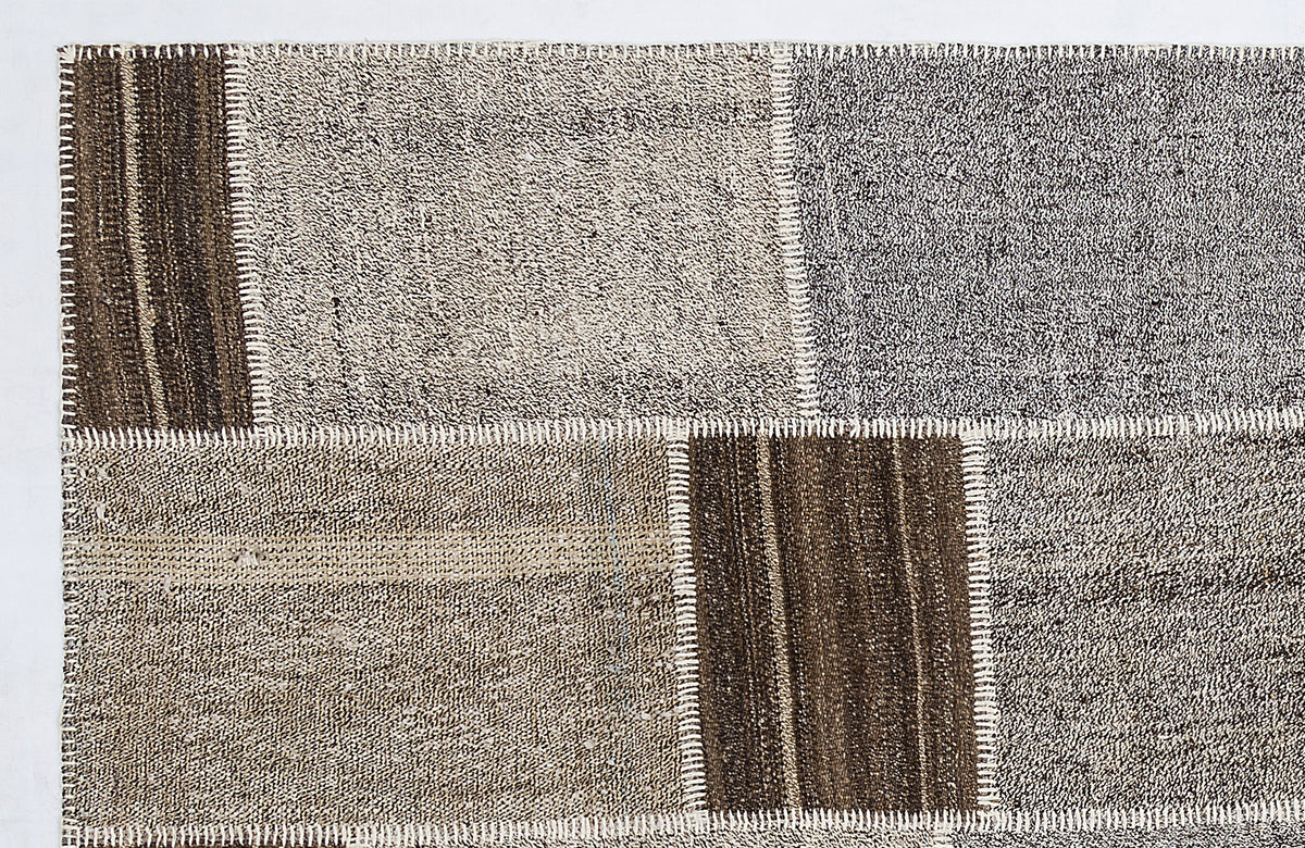 Striped Over Dyed Kilim Patchwork Unique Rug 5&#39;3&#39;&#39; x 7&#39;7&#39;&#39; ft 160 x 230 cm