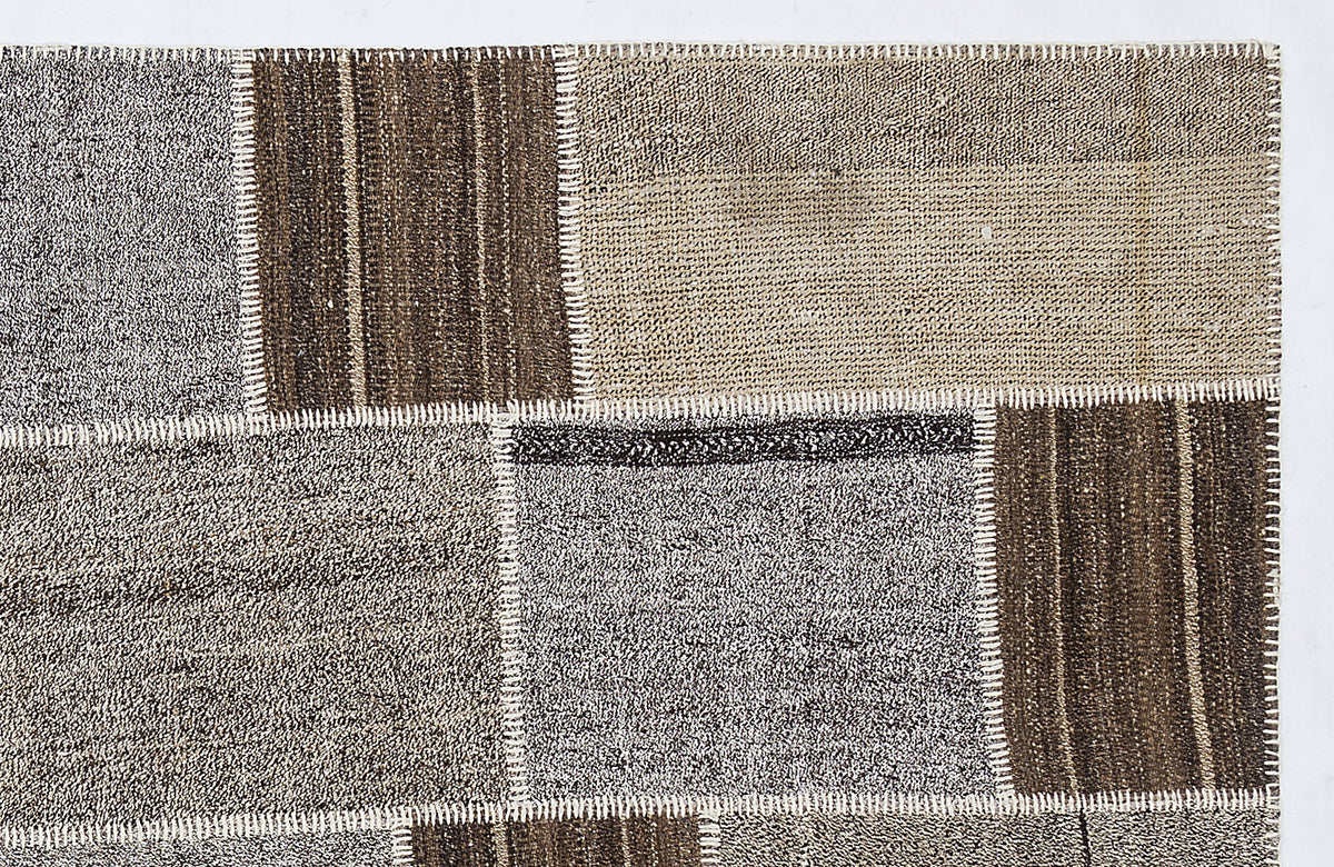 Striped Over Dyed Kilim Patchwork Unique Rug 5&#39;3&#39;&#39; x 7&#39;7&#39;&#39; ft 160 x 230 cm