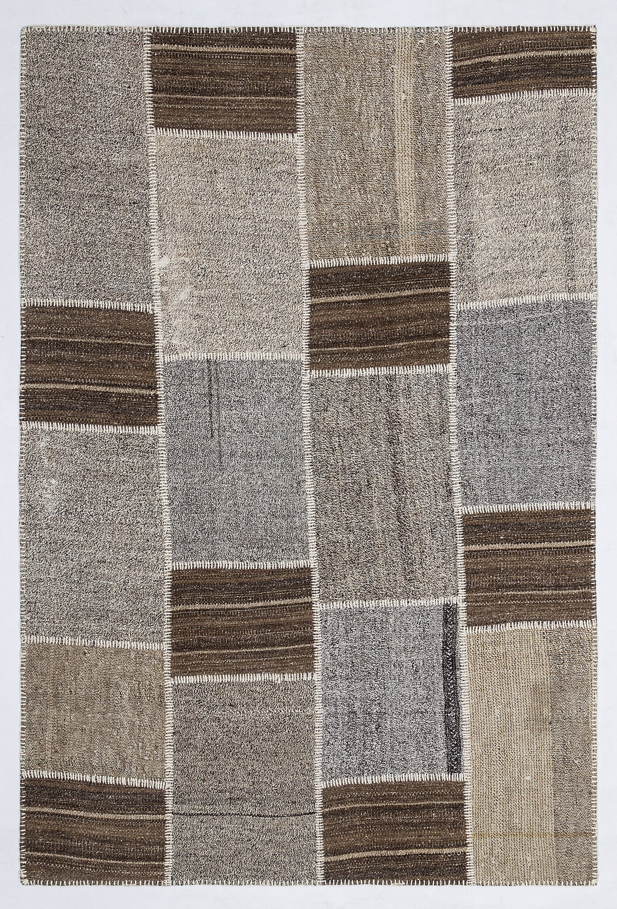 Striped Over Dyed Kilim Patchwork Unique Rug 5&#39;3&#39;&#39; x 7&#39;7&#39;&#39; ft 160 x 230 cm