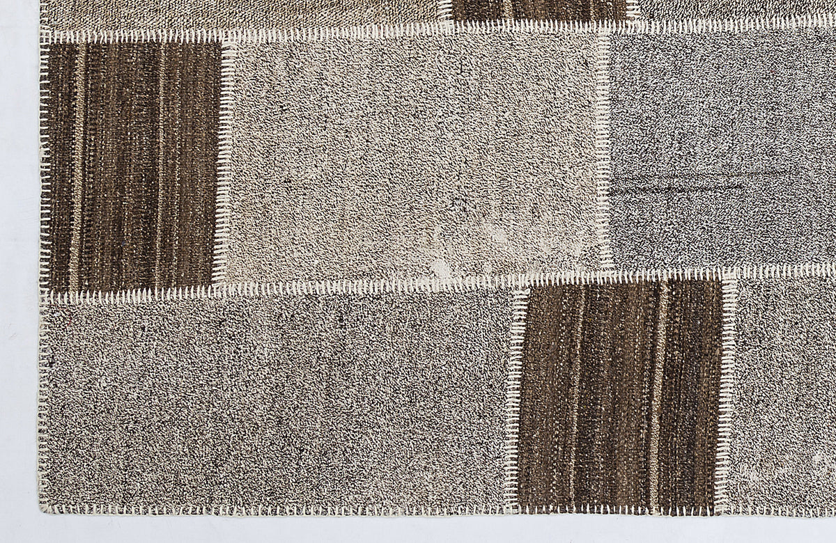 Striped Over Dyed Kilim Patchwork Unique Rug 5&#39;3&#39;&#39; x 7&#39;7&#39;&#39; ft 160 x 230 cm