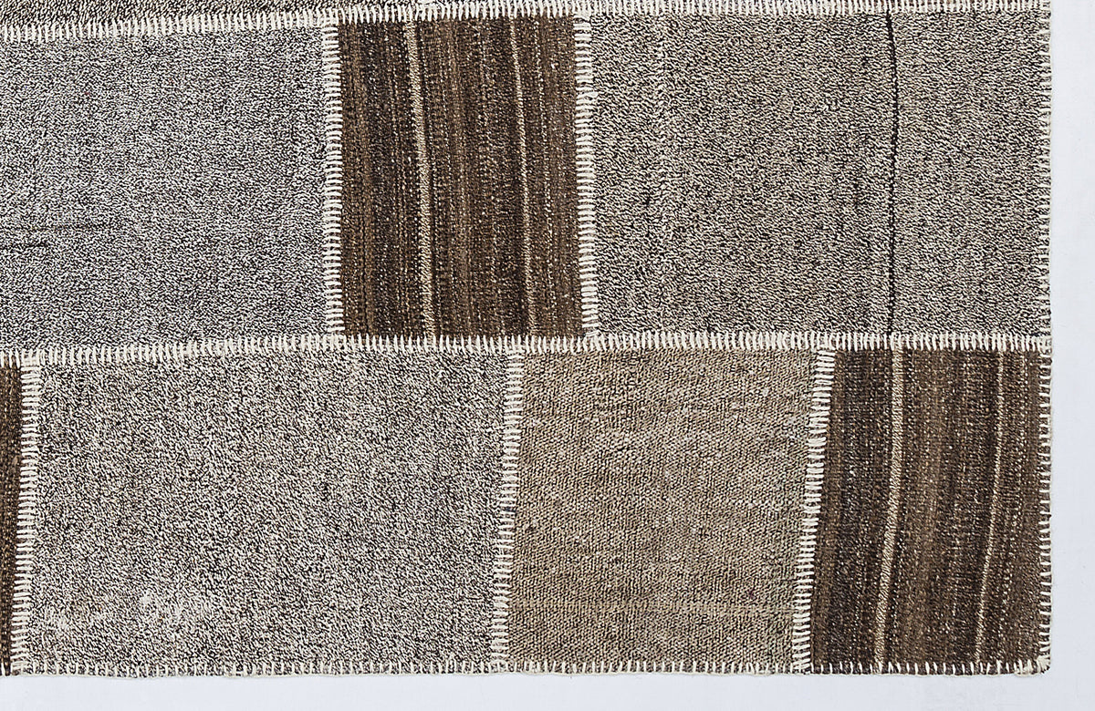 Striped Over Dyed Kilim Patchwork Unique Rug 5&#39;3&#39;&#39; x 7&#39;7&#39;&#39; ft 160 x 230 cm