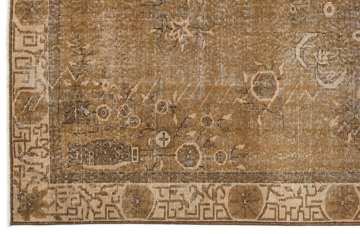 Brown Over Dyed Vintage Rug 5&#39;9&#39;&#39; x 9&#39;2&#39;&#39; ft 175 x 280 cm