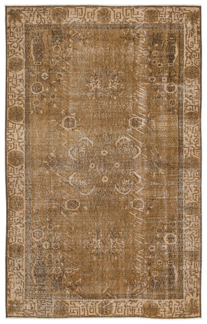Brown Over Dyed Vintage Rug 5'9'' x 9'2'' ft 175 x 280 cm