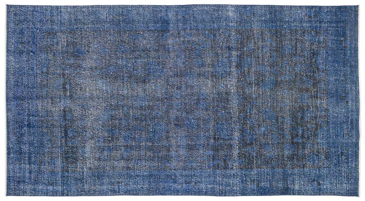 Blue Over Dyed Vintage Rug 5&#39;9&#39;&#39; x 10&#39;9&#39;&#39; ft 175 x 327 cm
