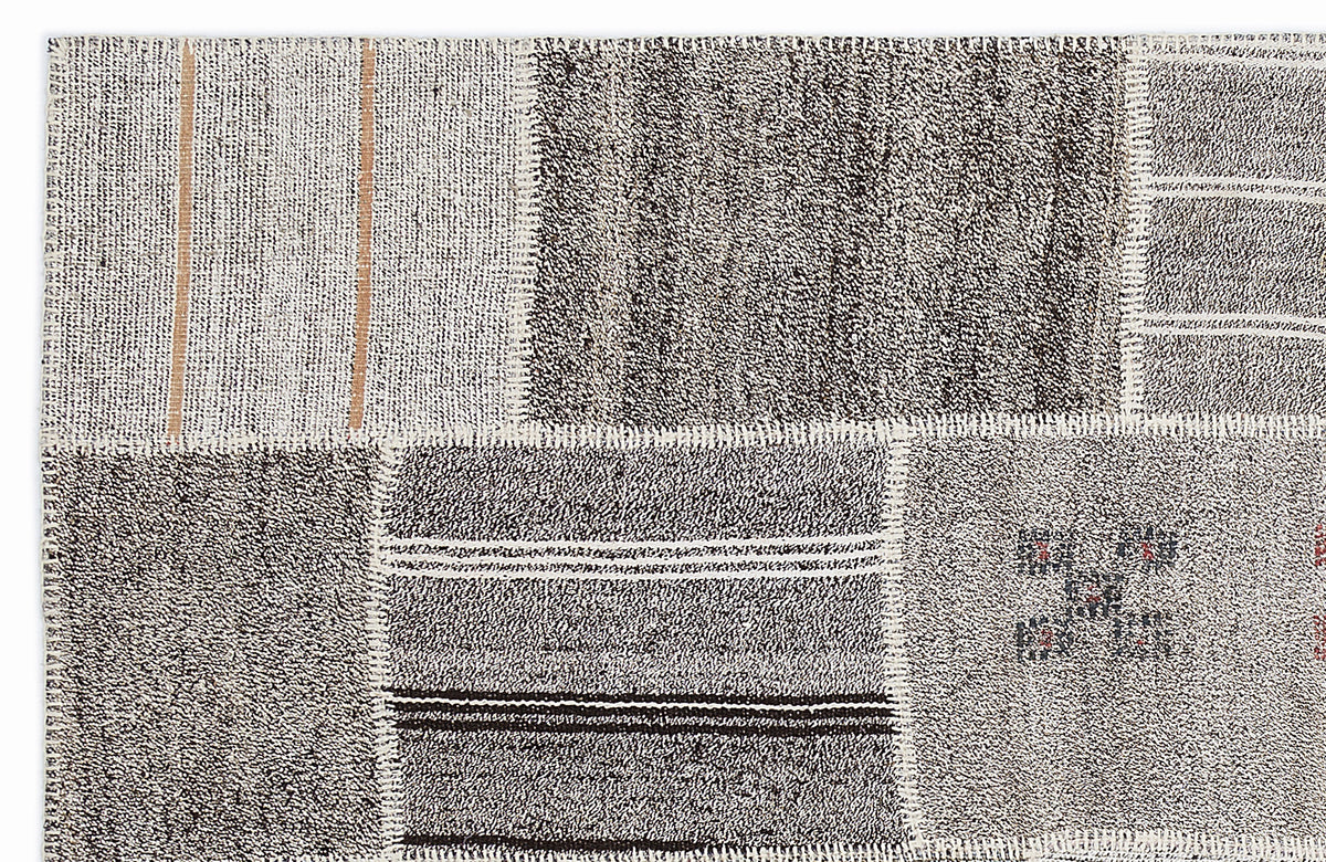 Striped Over Dyed Kilim Patchwork Unique Rug 5&#39;3&#39;&#39; x 7&#39;7&#39;&#39; ft 160 x 230 cm