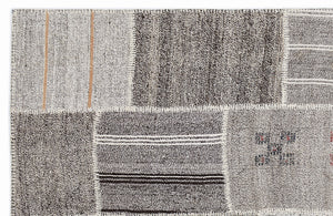 Striped Over Dyed Kilim Patchwork Unique Rug 5'3'' x 7'7'' ft 160 x 230 cm