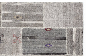 Striped Over Dyed Kilim Patchwork Unique Rug 5'3'' x 7'7'' ft 160 x 230 cm