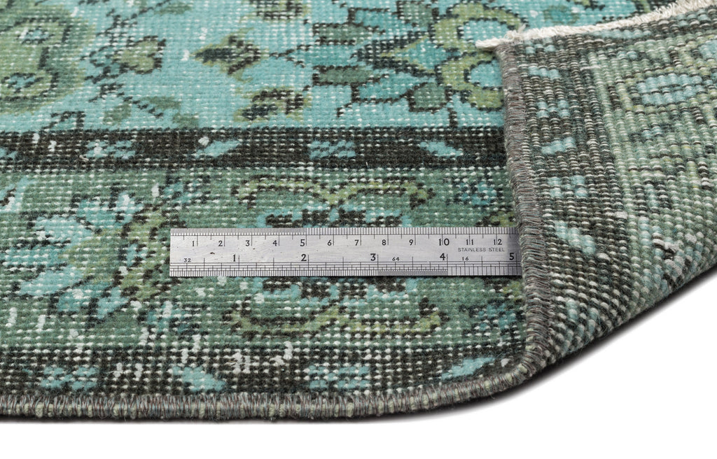 Turquoise  Over Dyed Vintage Rug 5'11'' x 9'7'' ft 180 x 293 cm