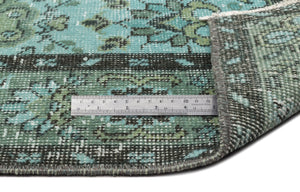 Turquoise  Over Dyed Vintage Rug 5'11'' x 9'7'' ft 180 x 293 cm