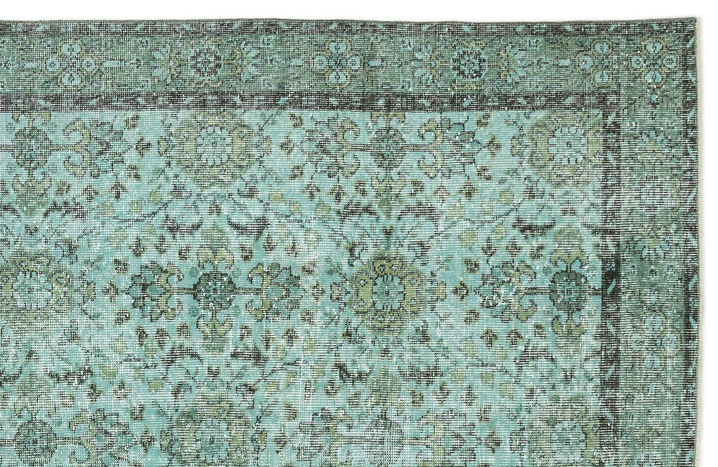 Turquoise  Over Dyed Vintage Rug 5'11'' x 9'7'' ft 180 x 293 cm