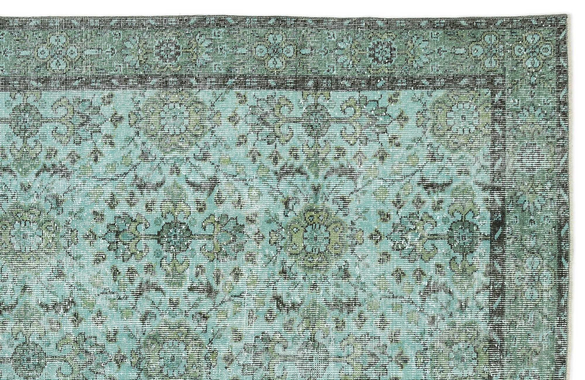 Turquoise  Over Dyed Vintage Rug 5'11'' x 9'7'' ft 180 x 293 cm